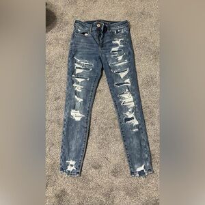 American Eagle Outfitters Ripped Blue Skinny Jeans